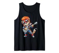 Tiger Cheetah Playing Bass Guitar Guitarist Rocker Pose Cool Tank Top