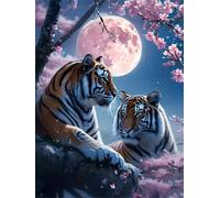 Tiger Cherry Blossom Diamond Art Kits Adults, Diamond Painting Kit, Full Round Drill Diamond Dots Gem Art Crystal Picture, Diamond Art Kits Accessories for Home Decor 100x150cm/40x60in k-219