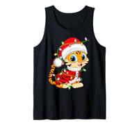 Tiger Christmas Lights Santa Costume Cute Animal Xmas Tank Top