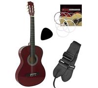 TIGER CLG6-RD-NB Beginners 1/2 Size Classical Guitar Pack - including Gig Bag, Spare Nylon Strings and Guitar Pick - Red - Now with 6 Months Free Lessons Included