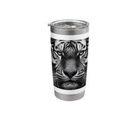 Tiger Close Up in Black and White Stainless Steel Insulated Tumbler