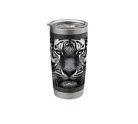 Tiger Close Up in Black and White Stainless Steel Insulated Tumbler