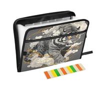 Tiger Cloud Lightning Gray Accordion File Organizer Portable Expanding File Folder with Safe Zipper & Colorful Labels for A4 Papers Letter Receipt Important Document Storage