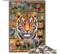 Tiger Collage 1000 Piece Jigsaw Puzzles for Adults & Teens, Stress Reliever Staycation Kill Time Enhance Love between Couples (size 26x38cm)
