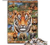 Tiger Collage Jigsaw Puzzles 1000 Pieces for Adults Teens, Family Activity Fun at Home Activities, Birthday Present,Travel Gifts (50x75cm)