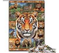 Tiger Collage Jigsaw Puzzles for Adults 1000 Piece Puzzle, Challenging Game And Family Play with Matching Poster And Trivia Sheet (26x38cm)
