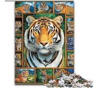 Tiger Collage Jigsaw Puzzles for Teenagers 1000 Piece, Stress Reliever Staycation Kill Time Parent-child Interaction (size 26x38cm)