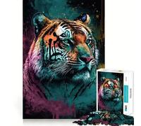 Tiger Colorful 1000 Piece Jigsaws for Teenagers Puzzle Mind Challenge Toy Calm Pastime Precise Cut Lovely Gift (38x26cm)