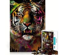 Tiger Colorful 1000 Teenager Pieces Jigsaw Puzzle Mind Exercise Toy Bonding Time Precision Cut Art Collection Piece (38x52cm)