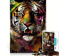 Tiger Colorful Animal 1000 Piece Jigsaws for Teenagers Puzzle Strong Logic Toy Relaxed Mind Clear Edge Bday Surprise (38x26cm)