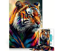 Tiger Colorful Animal 1000 Piece Jigsaws for Teenagers Puzzle Strong Logic Toy Relaxed Mind Clear Edge Bday Surprise (38x26cm)