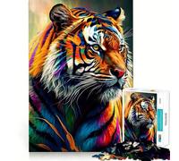 Tiger Colorful Animal 1000 Pieces Puzzles for Teenagers Boost Recall Relaxing Fun Accurate Edge Thoughtful Gift (50x75cm)
