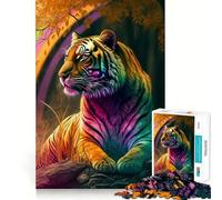 Tiger Colorful Animal Hard Jigsaw Puzzle for Adults 1000 Pieces Strengthen Recall Stress Release Premium Edge Fine Art Piece (50x75cm)