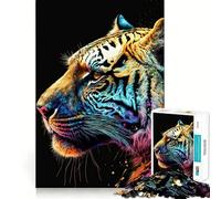 Tiger Colorful Animal Hard Jigsaw Puzzle for Adults 1000 Pieces Strengthen Recall Stress Release Premium Edge Fine Art Piece (50x75cm)
