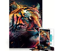 Tiger Colorful Animal Jigsaw Puzzles 1000 Pieces for Adults Think Smart Toy Indoor Play Accurate Cut Lovely Gift (38x52cm)