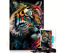 Tiger Colorful Animal Jigsaw Puzzles for Teenagers 1000 Brain Workout Toy Simple Fun Image Assembly Cherished Gift (38x52cm)