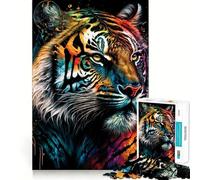 Tiger Colorful Animal Jigsaw Puzzles for Teenagers 1000 Pieces Logic Sense Toy Calm Fun Smooth Edge Birthday Gift (50x75cm)
