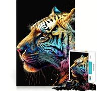 Tiger Colorful Animal Puzzles for Teenagers 1000 Pieces Think Smart Toy Soothing Play Smooth Cut Amazing Present (38x52cm)