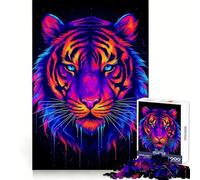 Tiger Colorful Black BG 1000 Piece Jigsaw Puzzles for Adults Jigsaw Memory Lift Slow Enjoy Image Assembly Creative Gift (38x26cm)
