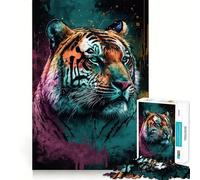 Tiger Colorful Jigsaw Puzzles 1000 Piece for Adults Mental Logic Toy Peaceful Fun Firm Cut Cherished Gift (50x75cm)