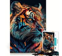 Tiger Colorful Jigsaw Puzzles 1000 Pieces for Teenagers Strong Logic Toy Home Activity Clear Edge Cherished Gift (50x75cm)