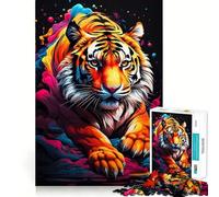 Tiger Colorful Jigsaw Puzzles 1000 Pieces for Teenagers Strong Logic Toy Home Activity Clear Edge Cherished Gift (38x26cm)
