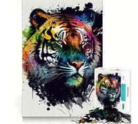 Tiger Colorful Jigsaw Puzzles for Adults1000 Pieces Think Smart Toy Family Bond Accurate Cut Seasonal Gift (38x26cm)