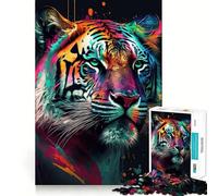 Tiger Colorful Jigsaw Puzzles for Teenagers 1000 Pieces Raise Memory Slow Enjoy Clean Edge (38x26cm)