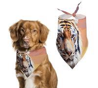 Tiger Colorful Sunset Dog Bandana for Small Medium Large Dogs Printing Pattern Adjustable Bibs Scarf Soft Washable Triangle Pet Costume Decor
