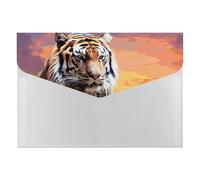 Tiger Colorful Sunset Folder with 6 Pack Plastic Envelopes with Snap Closure,Waterproof File Envelope for Paper Bill Receipt,Expanding File Folder Organizer for Home Office