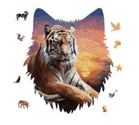 Tiger Colorful Sunset Jigsaw Puzzle 175PCS Wolf Head Design Puzzle Wooden Jigsaw Puzzles for Adults Families
