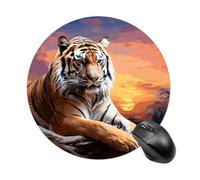 Tiger Colorful Sunset Mouse Pad Non-Slip Rubber Base Mouse Mat Smooth Surface Stitched Edges Mousepad Aesthetic Durable Compatible with All Mice for Office & Gaming, Desk Accessory