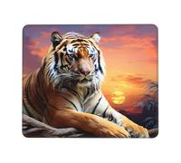 Tiger Colorful Sunset Mouse Pad with Stitched Edge, Comfortable Mouse Pads with Non-Slip Rubber Base Gaming Mouse Mat Washable Mousepads Computers Laptop Desk Accessories for Office 10 x 12 inch
