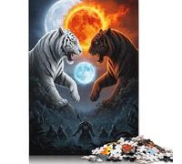 Tiger Confrontation Orange 1000 Pieces Puzzles for Teenagers Gifts Paper Puzzle Jigsaws for Adults Home Educational Games DIY Toys 38x26cm/1000pcs