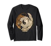Tiger Crane Yin Yang Mandala Harmony Nature Symbol Long Sleeve T-Shirt