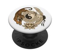 Tiger Crane Yin Yang Mandala Harmony Nature Symbol PopSockets Adhesive PopGrip