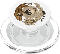 Tiger Crane Yin Yang Mandala Harmony Nature Symbol PopSockets PopGrip for MagSafe