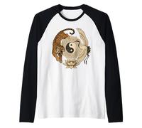 Tiger Crane Yin Yang Mandala Harmony Nature Symbol Raglan Baseball Tee