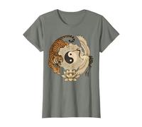 Tiger Crane Yin Yang Mandala Harmony Nature Symbol T-Shirt