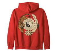Tiger Crane Yin Yang Mandala Harmony Nature Symbol Zip Hoodie