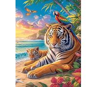 Tiger Cub And Adult Tiger in A Magical Forest 500 Piece Jigsaw Puzzle for All Ages Wildlife Plant Jigsaw Evening Relaxation Routine Vibrant Puzzle Stress Relief Home Decor 500 PCS