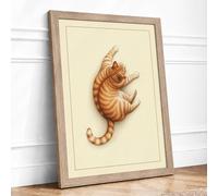 Tiger Cub at Play Boho Framed Wall Art Print A3 (42×29.7cm) Oak, Wall Decor for Living Room, Bedroom, Office & Home, Ready to Hang, Art Gift