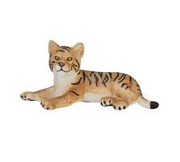 Tiger Cub Figurine Laying Down Orange 7.2x7.2x3cm Realistic Resin Model Handmade