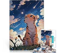 Tiger Cub Gazing at Stars1000 Piece Jigsaw Puzzles for Adults Train your brain and hands Artists Collection, Fine Art 38x26cm