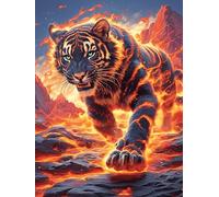 Tiger Cub in A Fiery Magical Glow 500 Pieces Set Classic Jigsaw Puzzle Wildlife Pet Couple Puzzle Partners Logic Skill Wall Decor Easter New Year Gift Eco-friendly Recycled Cardboard 500 PCS