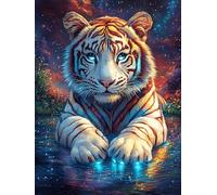 Tiger Cub in A Moonlit Pond 1000 Pcs Jigsaw Puzzles Science Fiction Magical Dream Puzzles for Adults Teens Fun Family Game Team Building Stress Reducing Autumn Eco Friendly Cardboard 1000 PCS