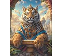 Tiger Cub in Ancient Regal Style 1000 Pcs Jigsaw Puzzles Wildlife Pet Puzzles for Adults Teens Fun Family Game Team Building Stress Reducing Autumn Gift Durable Recycled Material 1000 PCS