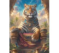 Tiger Cub in Ancient Regal Style 1000 Pieces Premium Jigsaw Puzzle Wildlife Pet Adult Jigsaws Educational Challenge Mental Exercise Winter Gift Precision Cut Board 1000 PCS