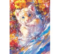 Tiger Cub Playing with Bubbles 300 Piece Premium Jigsaw Puzzle Wildlife Pet For Men Educational Decompression Adults Anxiety Memory Care Mothers Valentines Wooden 300 PCS