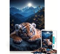 Tiger Cub Under Moonlight 1000 Pieces Jigsaw Puzzles for Teenagers Boost Memory Stress Release Premium Cut Cherished Gift 50x75cm